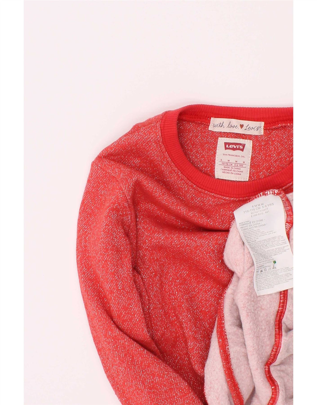 Levi's Girls Sweatshirt Jumper 5-6 år Medium Rød Bomuld
