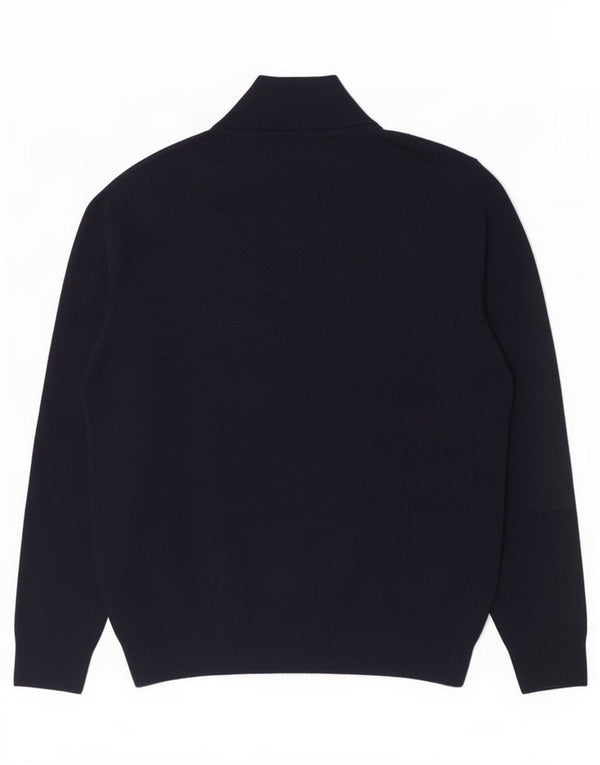 Gant Herre Zip Neck Jumper Sweater Large Navy Blue Uld