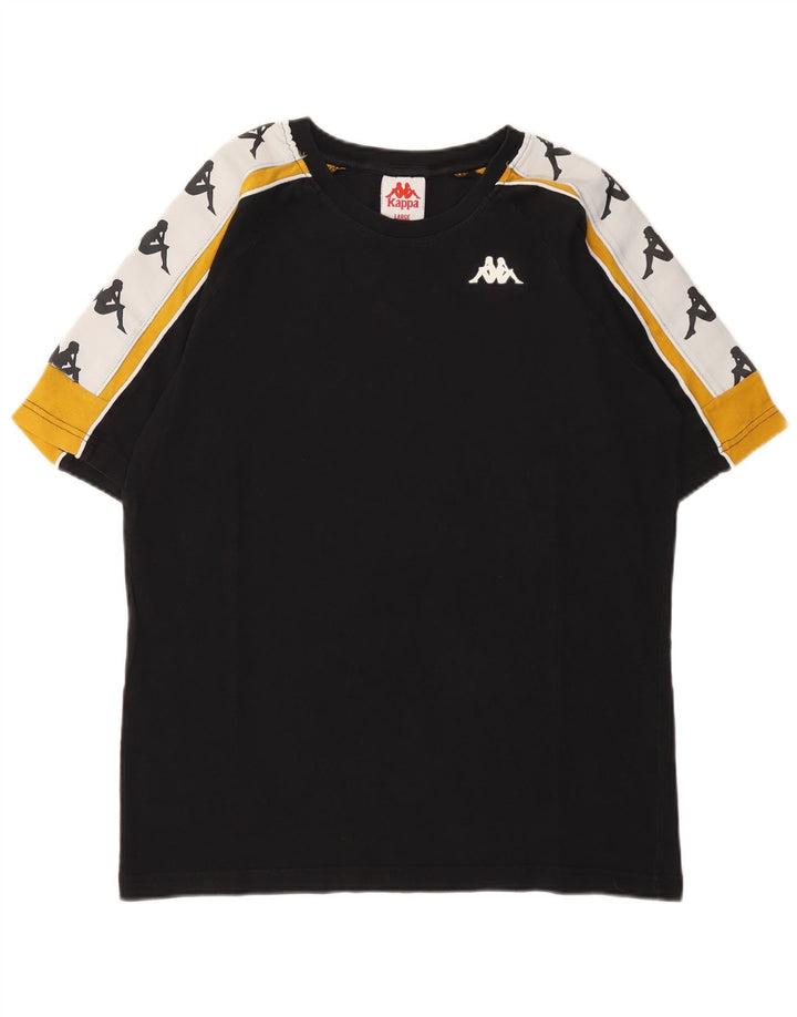 Kappa Herre Grafisk T-Shirt Top Stor Sort Colourblock