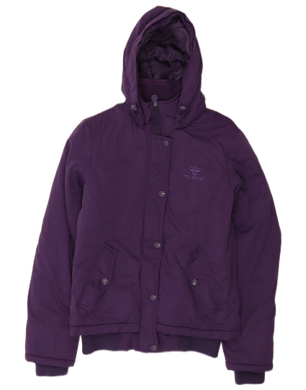 Hummel Dame Hætte Polstret Jakke UK 14 Medium Lilla Nylon