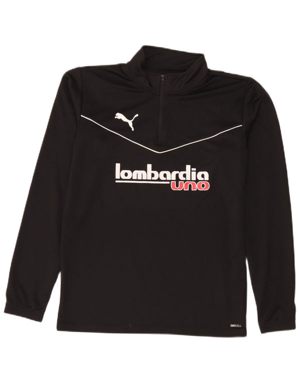 Puma Herre Lombardia Uno Grafisk Zip Neck Pullover Træningsdragt Top Lille Sort