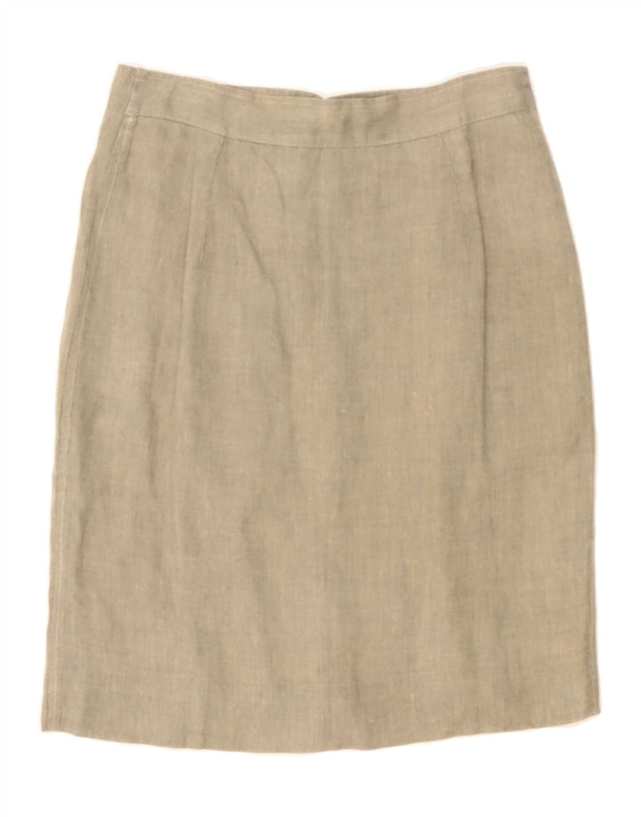 VINTAGE Womens Straight Skirt IT 42 Medium W28  Beige Linen Vintage Vintage and Second-Hand Vintage from Messina Hembry 