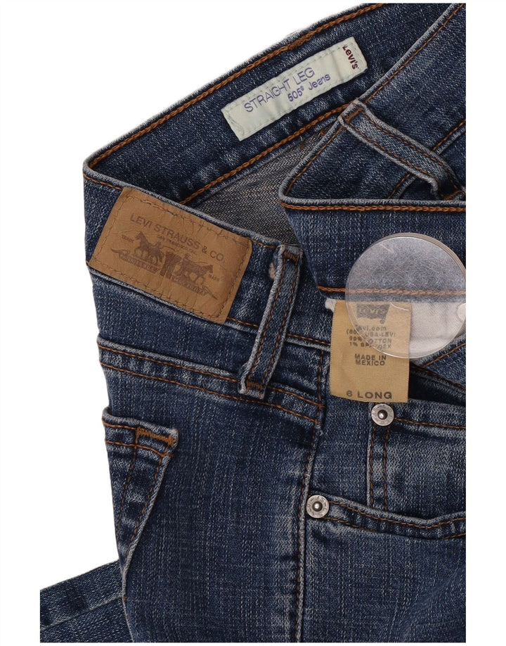 Levi's Dame 505 lige jeans US 6 Medium W30 L34 Marineblå Bomuld
