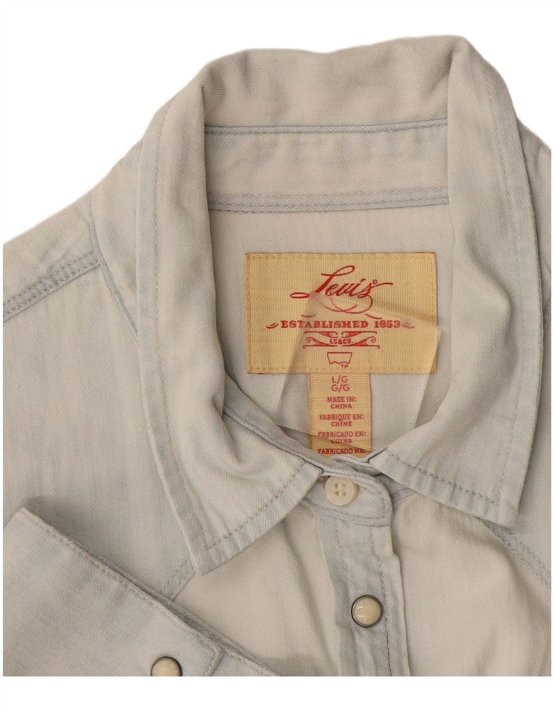 Levi's Dame Kortærmet Denim Shirt UK 16 Large Blue