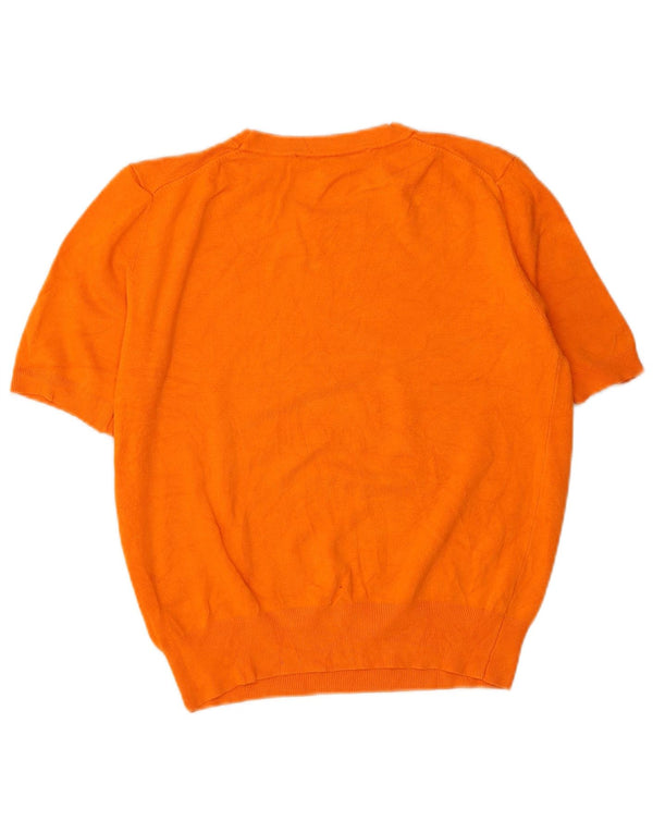 Zara Womens Crop Kortærmet Boat Neck Jumper Sweater UK 14 Medium Orange