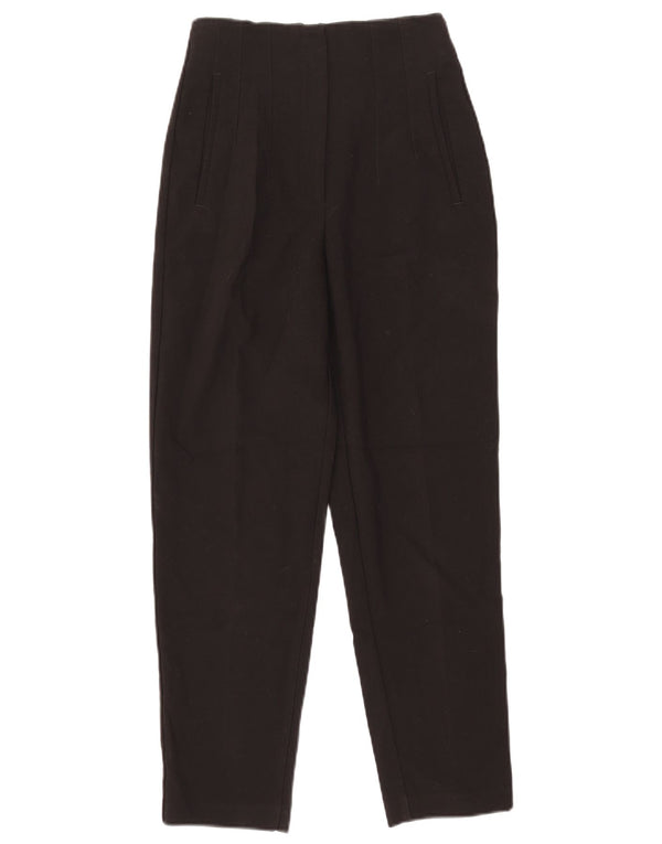 Zara kvinders højtaljede koniske jakkesætbukser XS W24 L26 sort polyester