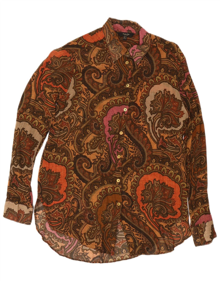 Massimo Dutti Dame Oversized Skjorte EU 34 2XS Brun Paisley