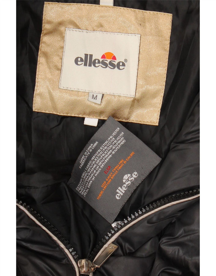 ELLESSE Womens Hooded Padded Jacket UK 14 Medium Beige Polyester