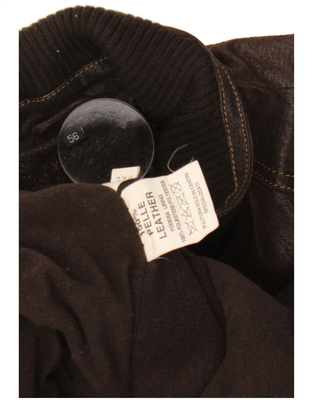 VINTAGE Herre Læderjakke IT 56 3XL Brunt Læder