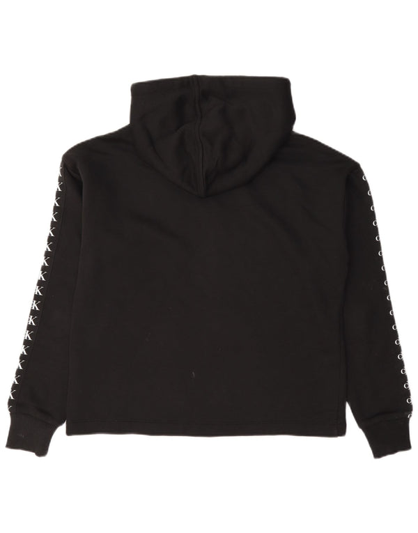 Calvin Klein Jeans Dame Grafisk Oversized Hoodie Jumper UK 6 XS Sort
