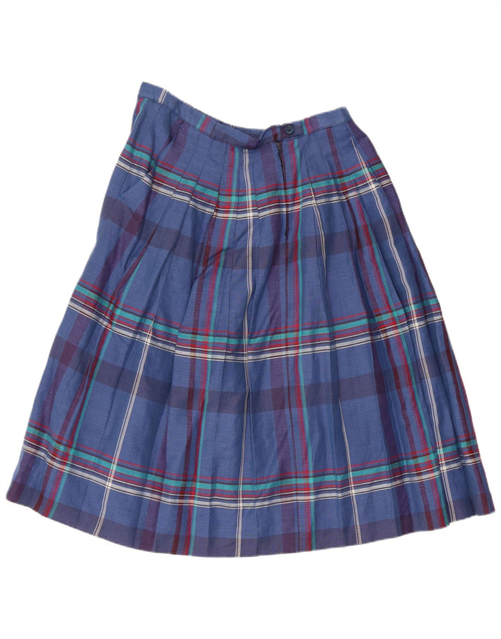 Vintage plisseret nederdel til kvinder W30 Medium Blue Check