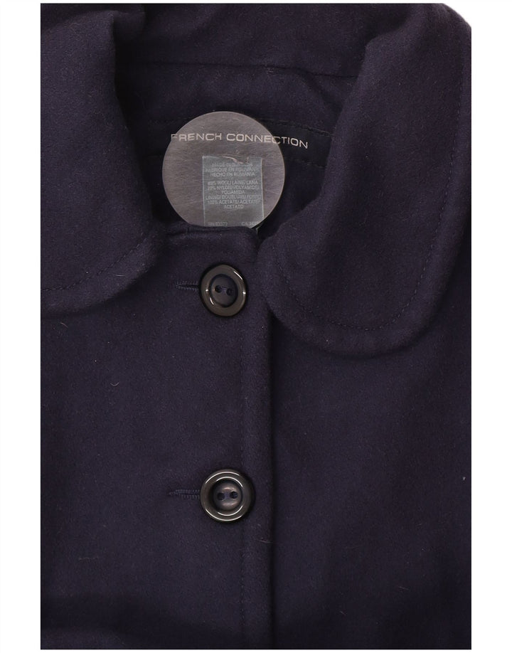 FRANSK FORBINDELSE Dame Princess Coat UK 10 Small Navy Blue Uld