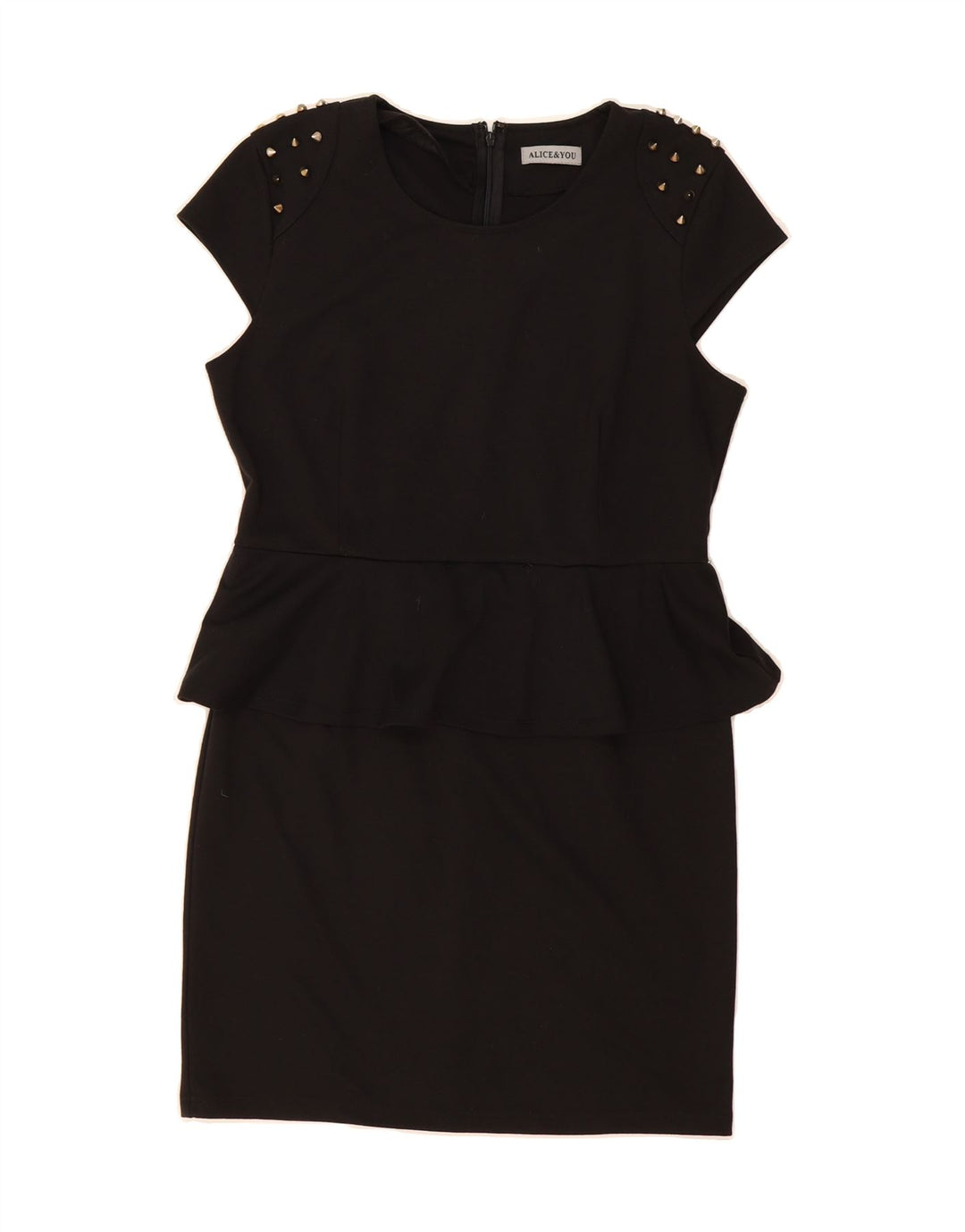 ALICE&YOU Womens Peplum Dress UK 14 Medium Black Polyester Vintage Alice&You and Second-Hand Alice&You from Messina Hembry 