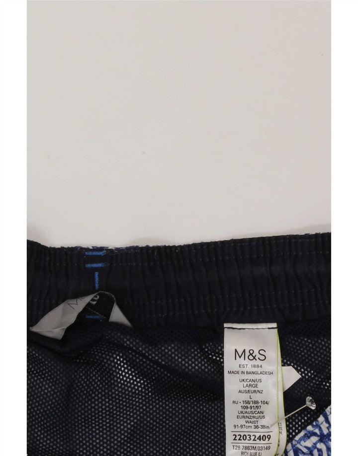 Marks & Spencer Badeshorts til mænd store blå geometrisk polyester