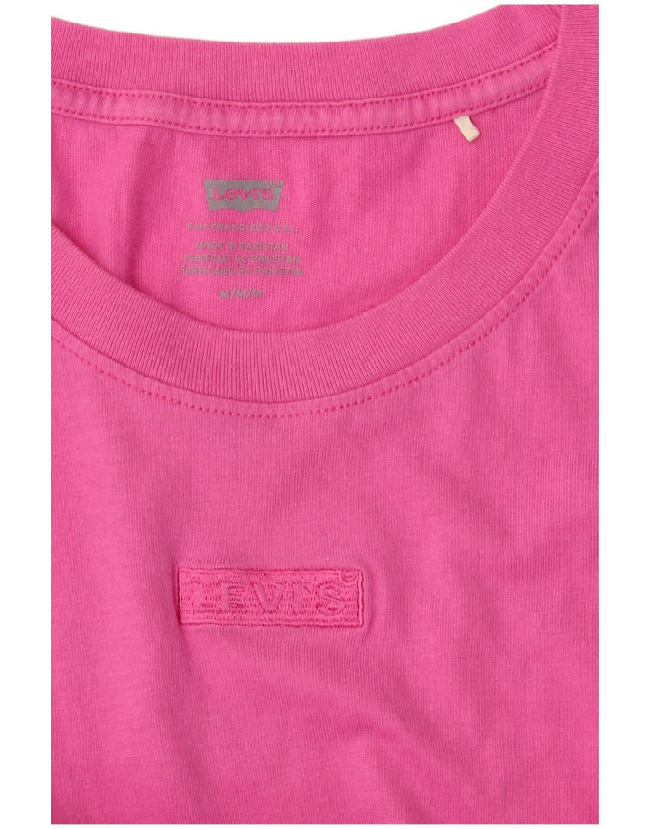 LEVI'S Womens Crop T-Shirt Top UK 14 Medium Pink