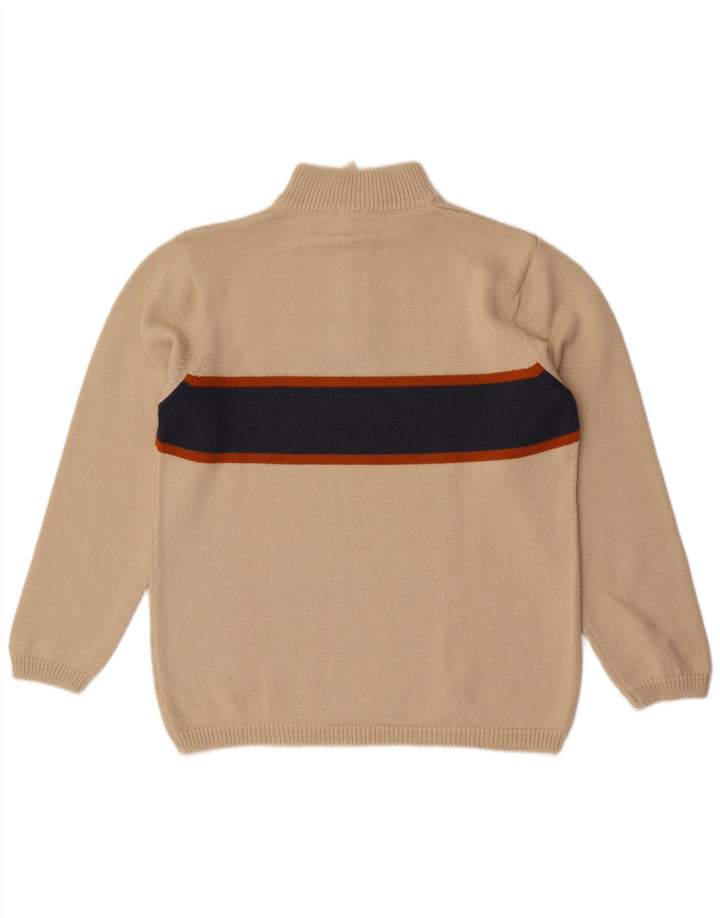 CANADIENS Herre Zip Neck Jumper Sweater XL Beige Colourblock Uld