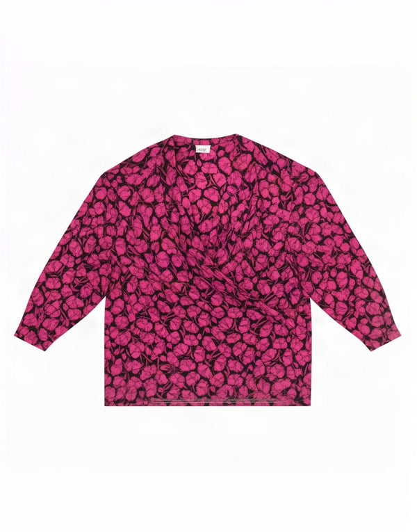 ELENA MIRO Langærmet blusetop til kvinder UK 18 XL Pink blomsteracetat