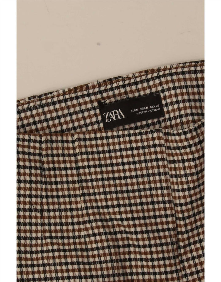 Zara Womens Leggings UK 12 Medium Brown Gingham