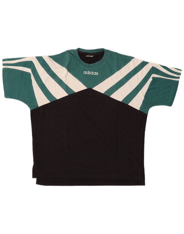 Adidas Herre grafisk T-shirt Top UK 42/44 Large Green Colourblock Polyester