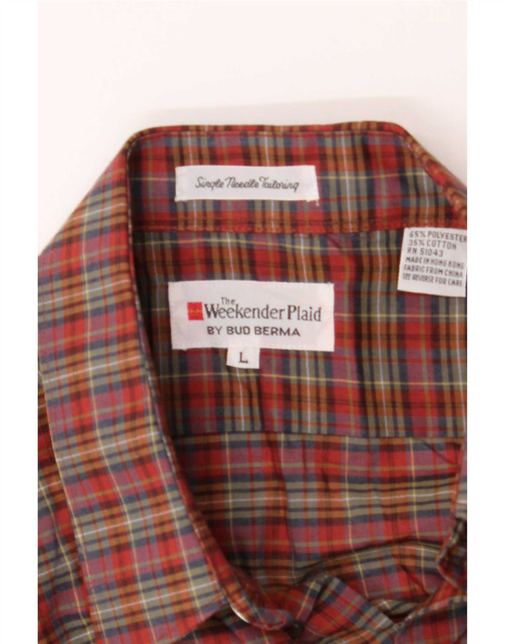 Bud Berma Weekenderskjorte til mænd Large rødternet polyester