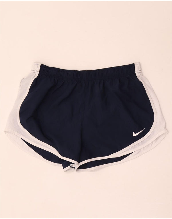 Nike Dame Dri Fit sportsshorts UK 18 XL Navy Blue Colourblock Polyester