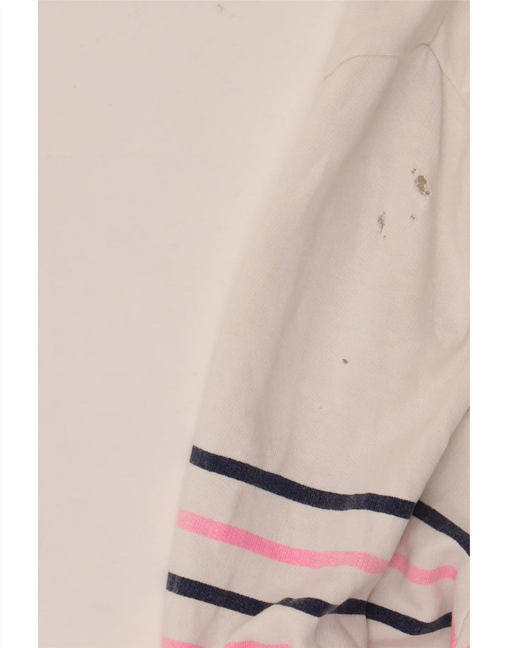 JOULES Dame Button Neck Sweatshirt Jumper UK 20 2XL Hvid Stribet