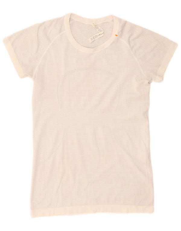 Lululemon Dame T-Shirt Top US 10 Stor Hvid Nylon