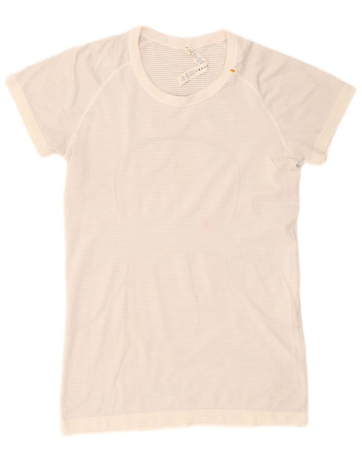 Lululemon Dame T-Shirt Top US 10 Stor Hvid Nylon