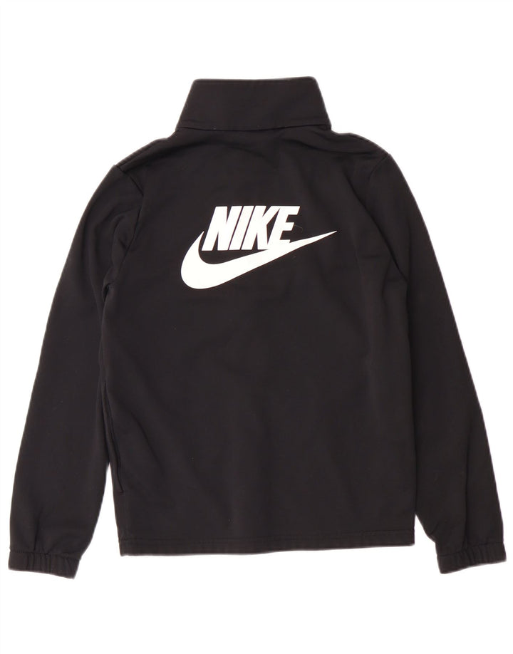 NIKE Boys Graphic Tracksuit Top Jacket 10-11 Years Medium Black Polyester