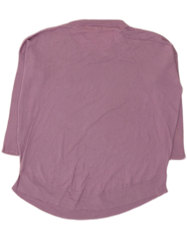 J. Crew Dame 3/4 ærmet oversized bådhals sweater UK 6 XS Lilla