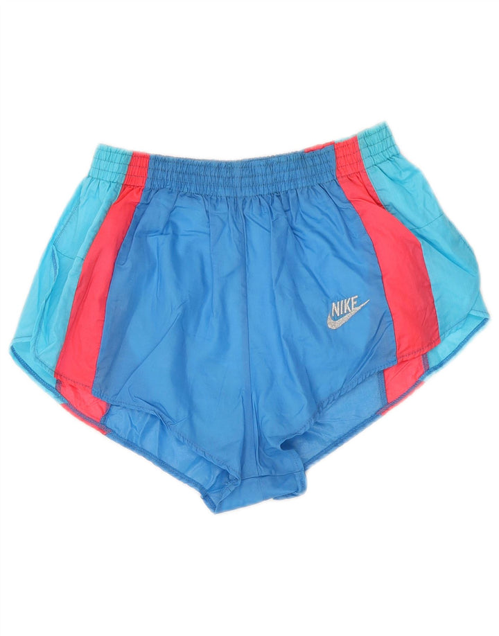 NIKE sportsshorts til kvinder UK 12 Medium Blue Colourblock Nylon