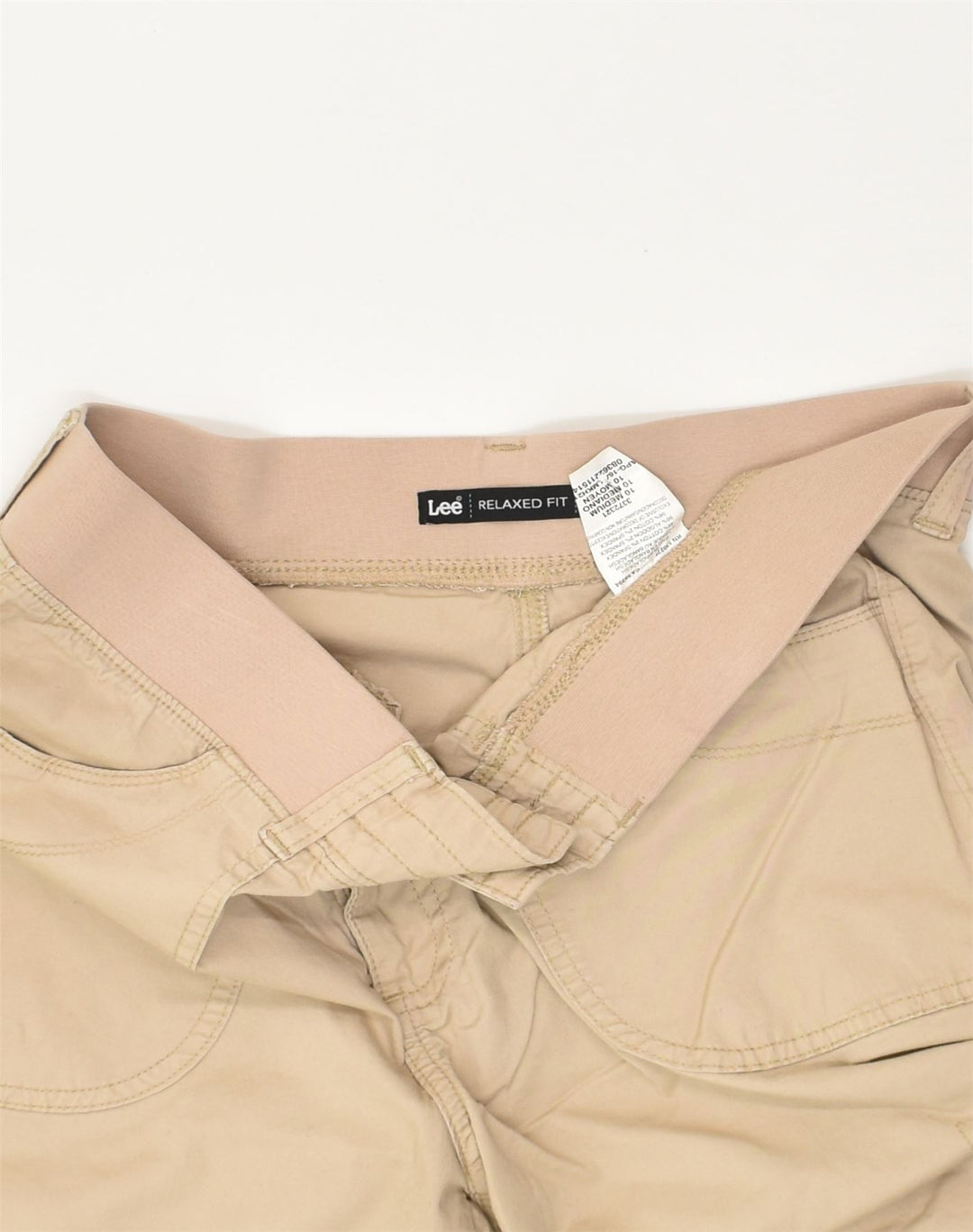 LEE Womens Relaxed Fit Capri Cargo Trousers US 10  W32 L21 Beige Cotton | Vintage Lee | Thrift | Second-Hand Lee | Used Clothing | Messina Hembry 
