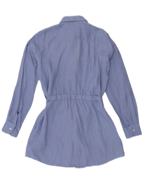 Lands End Womens Shirt Dress UK 10 Small Blue Linen