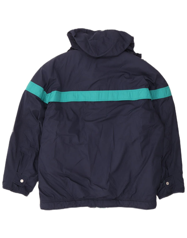 Ellesse Herre Hooded Windbreaker Jacket UK 42 XL Navy Blue Colourblock