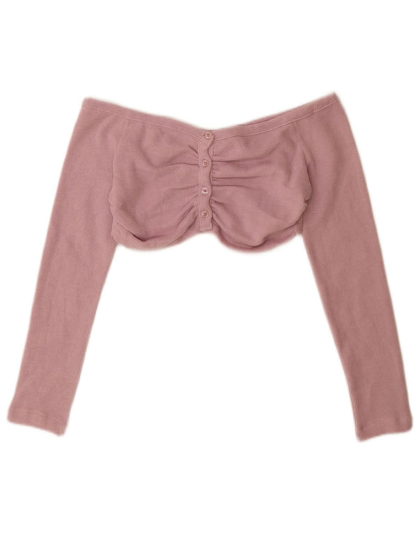 Zara Womens Crop Cardigan Top UK 12 Medium Pink