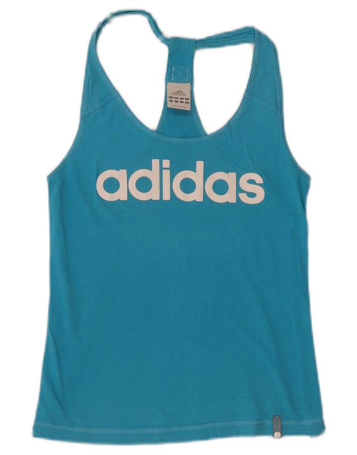 Adidas Dame Grafisk Vest Top UK 12 Medium Blue