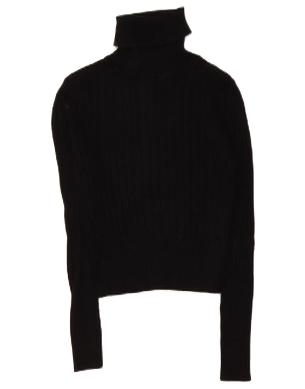 Zara Womens Crop Roll Neck Jumper Sweater UK 12 Medium Black Viscose