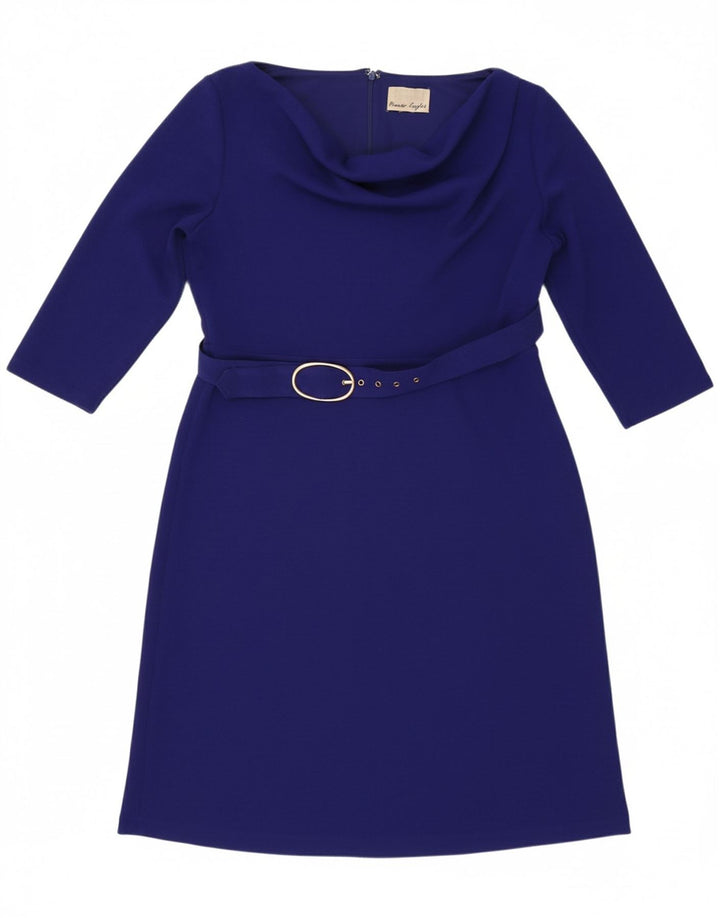 PHASE EIGHT Womens 3/4 Sleeve A-Line Dress UK 14 Large Blue Polyester