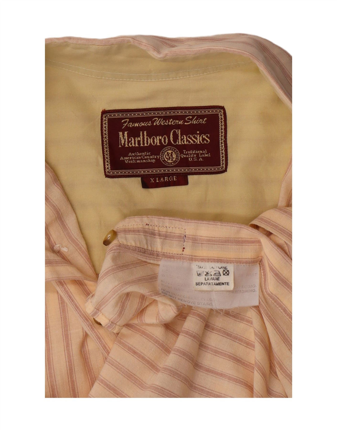 Marlboro Classics Herreskjorte XL Beige Stribet Bomuld