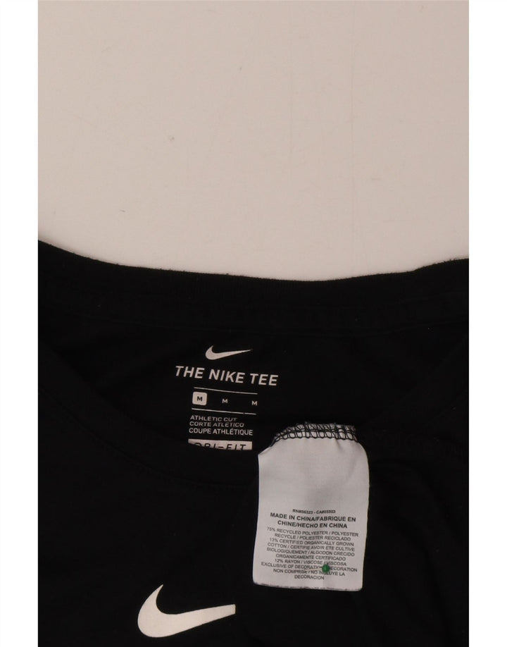 Nike Dame Dri Fit Grafisk T-Shirt Top UK 14 Medium Sort Polyester
