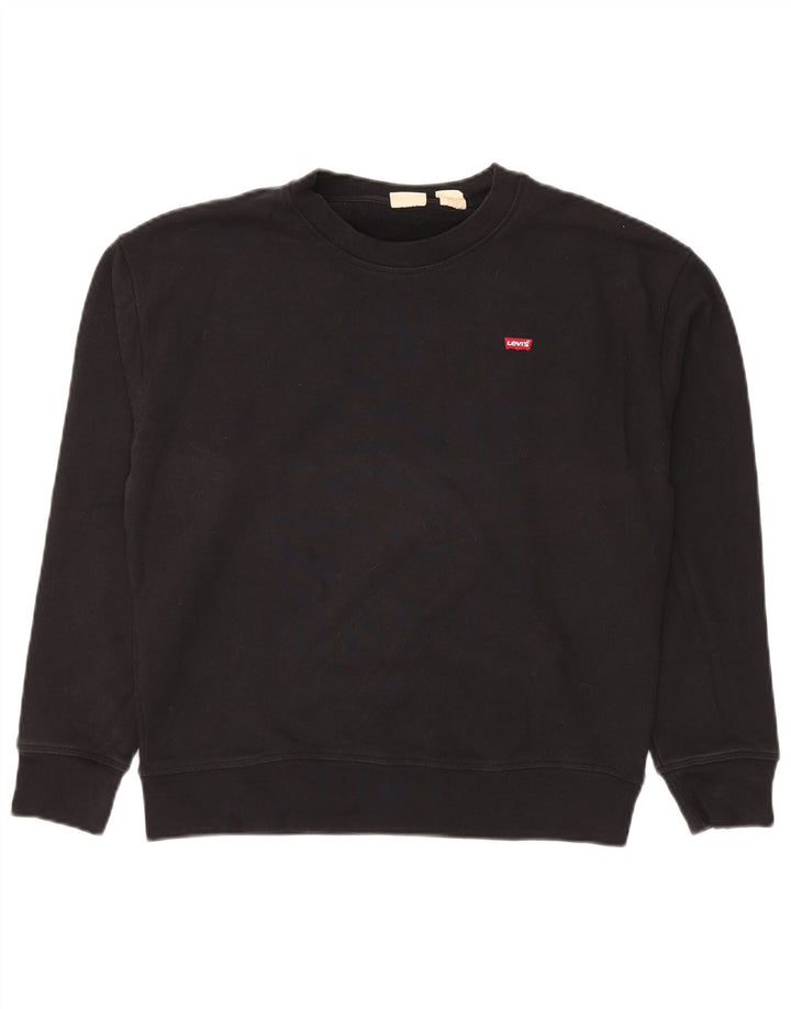 LEVI'S Dame Sweatshirt Jumper UK 14 Medium Sort Bomuld