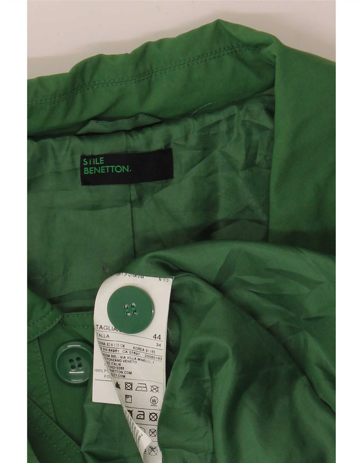 Benetton Trench Coat til kvinder IT 44 Medium Grøn Bomuld