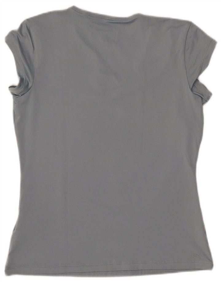 NIKE Dame Dri Fit T-Shirt Top UK 14 Stor Blå Polyester