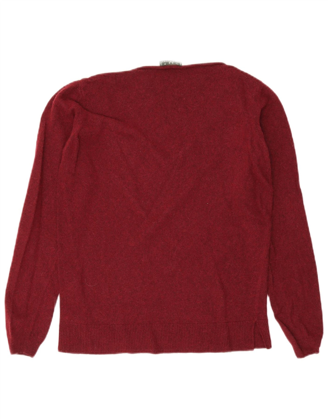 Fred Perry Dame V-hals sweater UK 10 Small Burgundy Wool