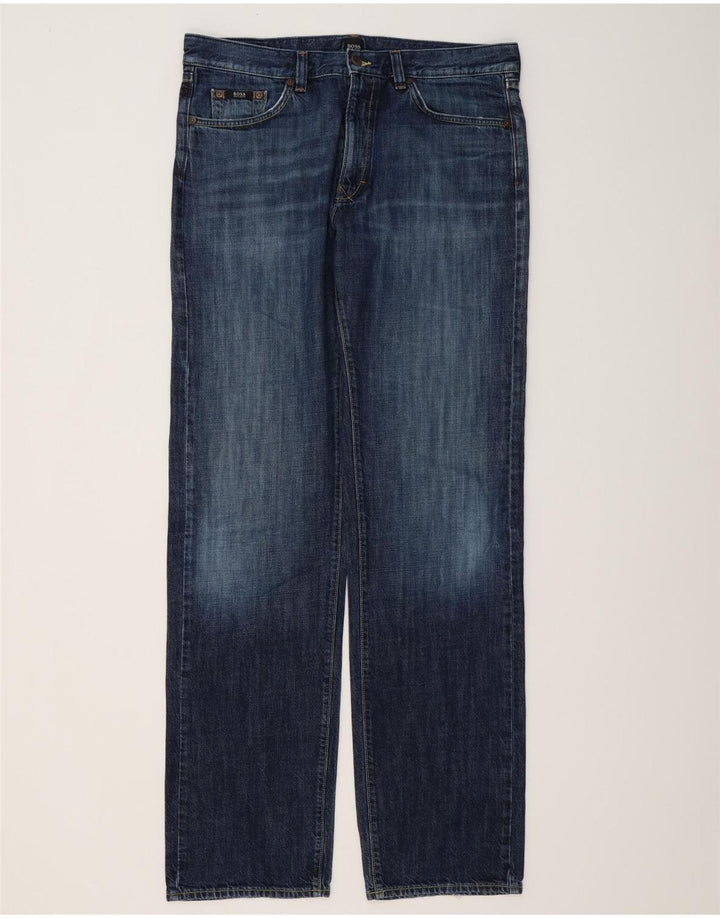 HUGO BOSS Straight jeans til mænd W36 L36 blå bomuld