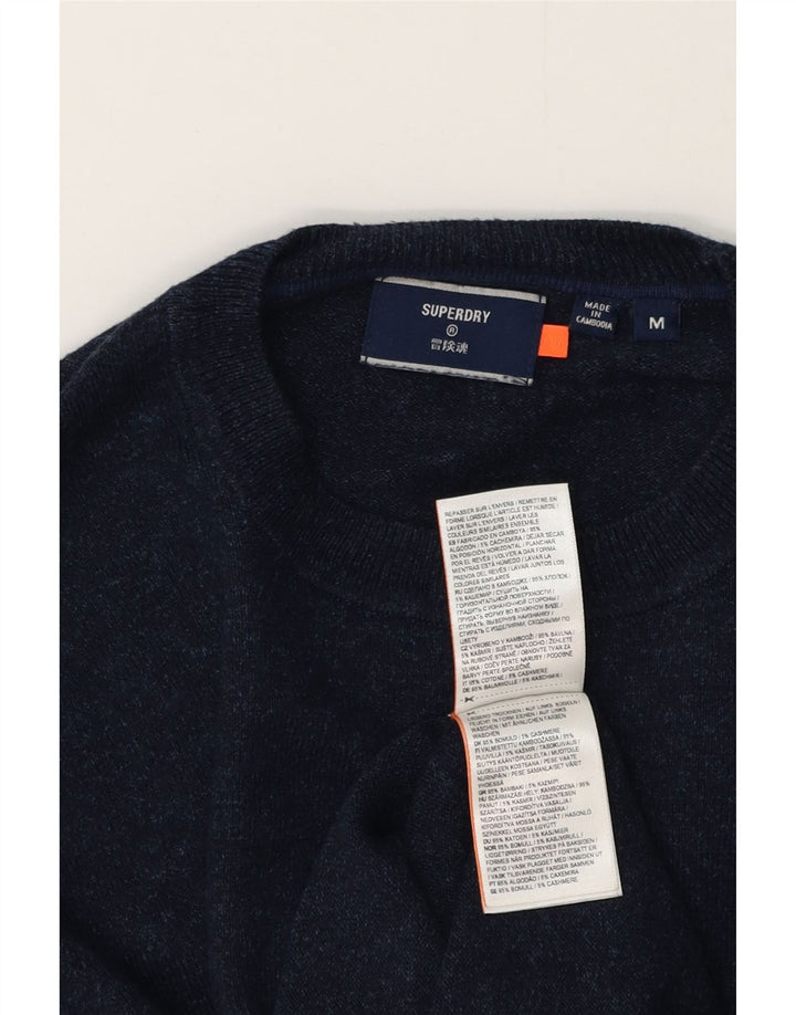 SUPERDRY sweater med rund hals til mænd Medium marineblå flækket bomuld