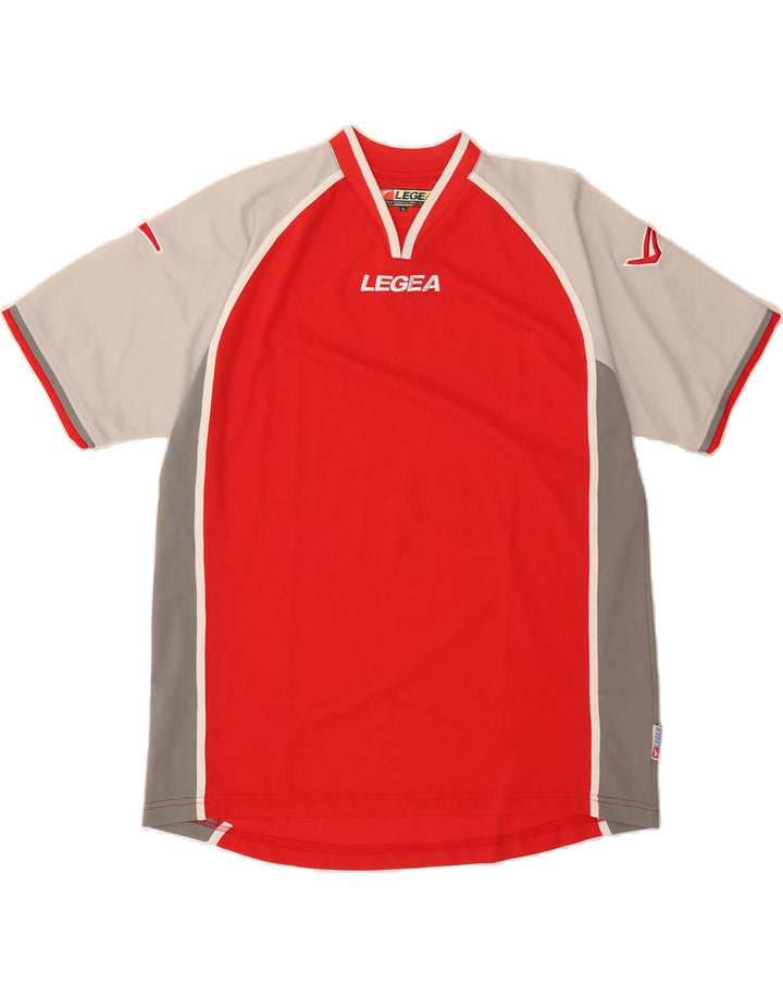 LEGEA Mens Graphic T-Shirt Top XL Red Colourblock Polyester Vintage Legea and Second-Hand Legea from Messina Hembry 