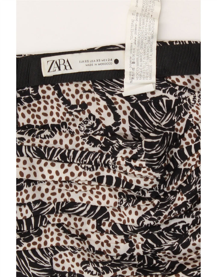 Zara Dame Mini Nederdel XS W24 Sort Animal Print Polyester