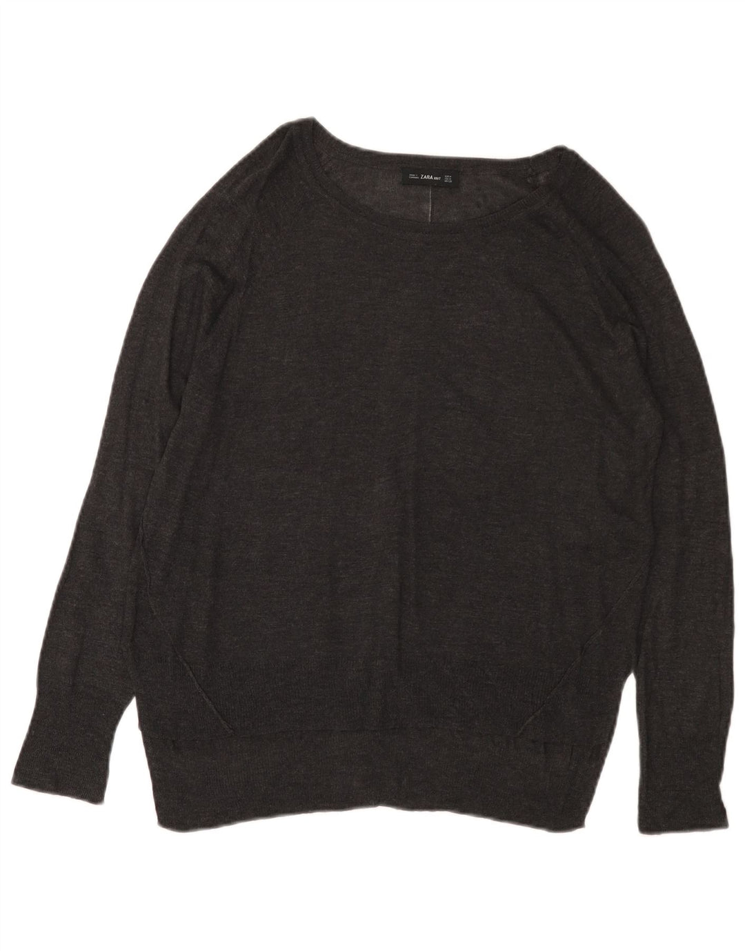 ZARA Dame Boat Neck Jumper Sweater UK 14 Medium Grey Viscose