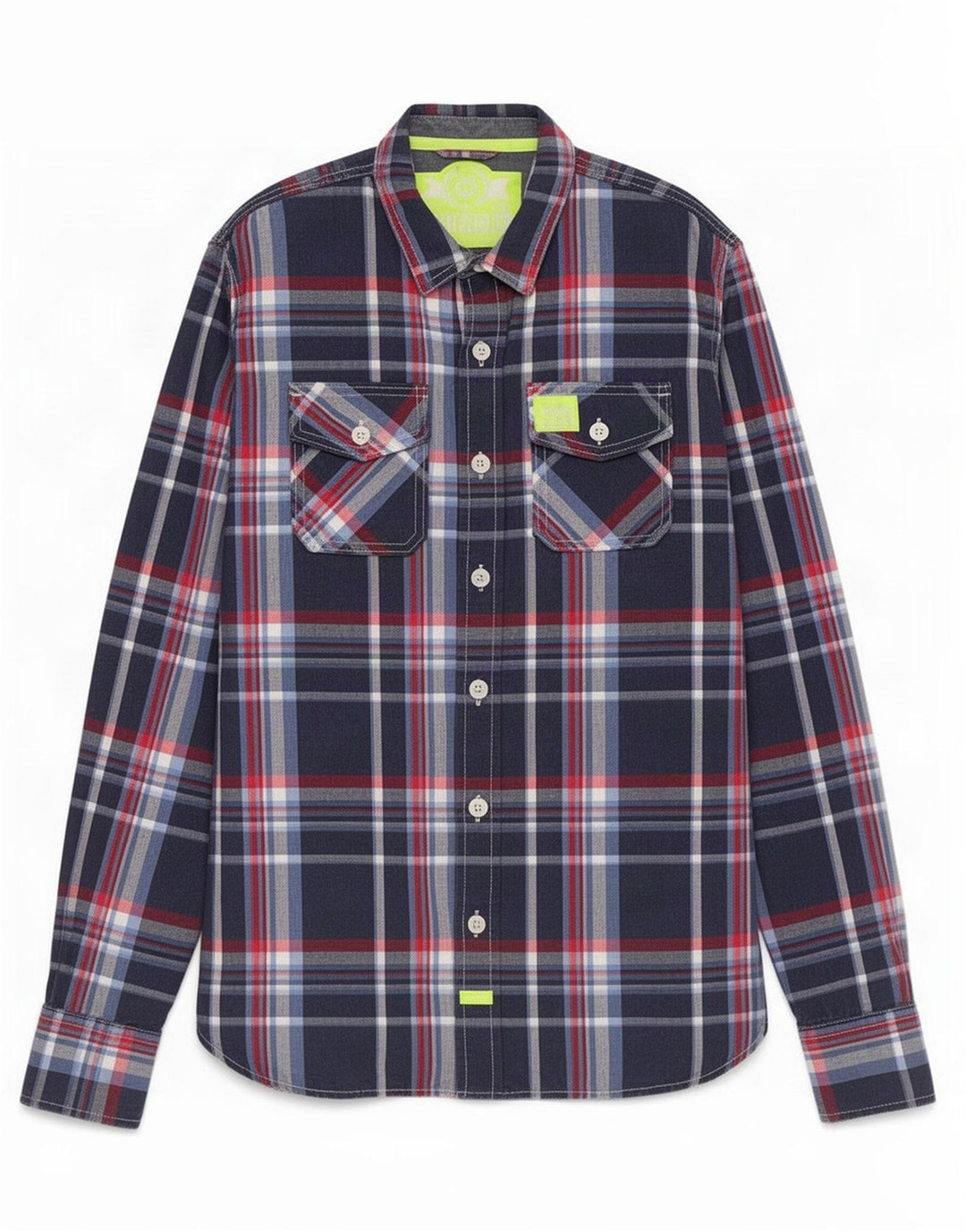 Superdry herreskjorte XL marineblå ternet bomuld